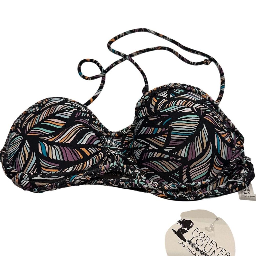 Forever Young Women's Bandeau Bikini Top‎ S Multicolor Geometric